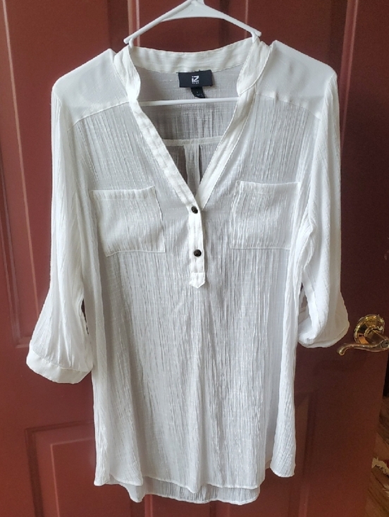 Iz Byer Tops - Iz Byer White Rayon Blend Textured Tunic Top